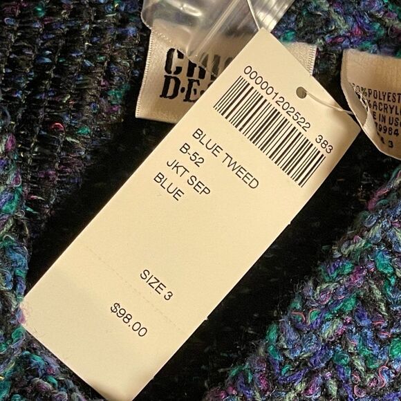 NWT Vintage Chico's Design Woven Jacket Sz 3 Textured Tweed Blazer large - Picture 10 of 13